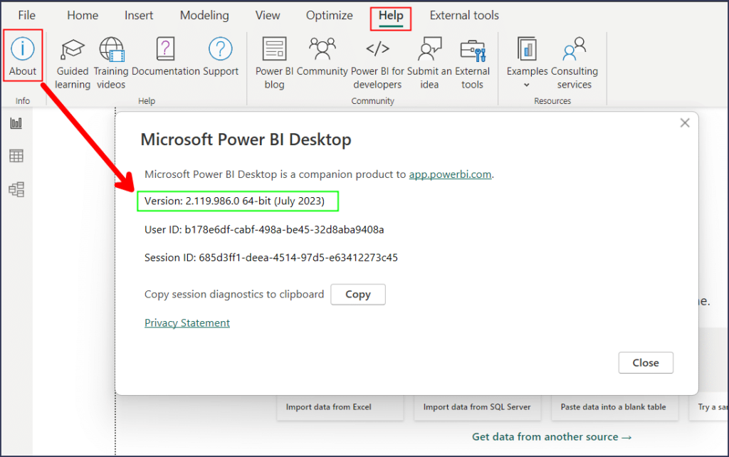 Check your current version of Power BI Desktop